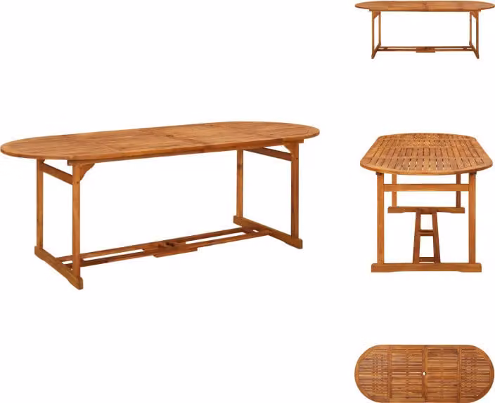 vidaXL Tavolo da pranzo da giardino 220x90x75 cm in legno massiccio di acacia - Tavoli da giardino