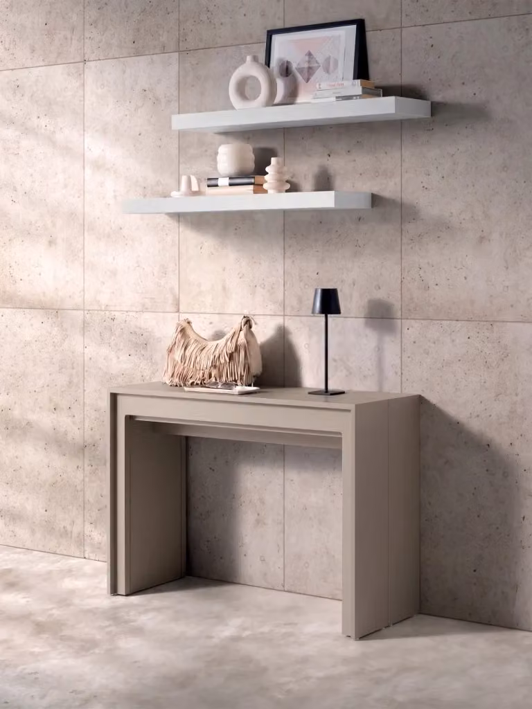 Consolle Allungabile Segmenta in MDF Laccato Beige Opaco, Tavolo Estensibile di Design Antigraffio fino a 297,5 cm – 2
