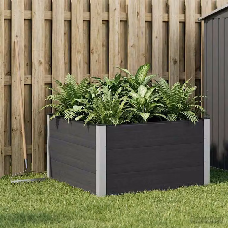 Letto rialzato da giardino vidaXL in WPC e alluminio Nero L: 100 cm, P: 100 cm, H: 54 cm