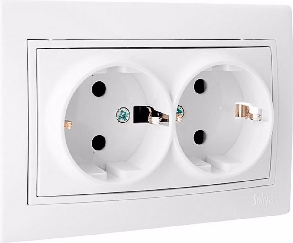 Presa di corrente Solera Europa erp60/2u Doppio sgancio Bianco incassato 250 V 16 A