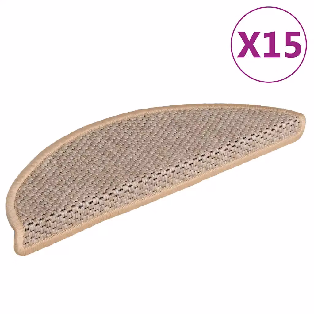 vidaXL Tappeti Adesivi Scale Aspetto Sisal 15pz 56x17x3cm Beige Chiaro