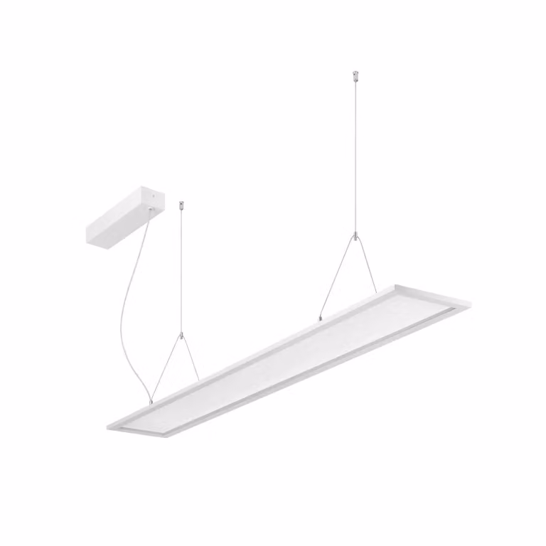 BRUMBERG Lampada a sospensione LED Adara 149,5 cm, DALI, 2CCT, trasparente Adara, dimmerabile, Bianco / Opale, Studio / Ufficio, Alluminio, Lampada a sospensione