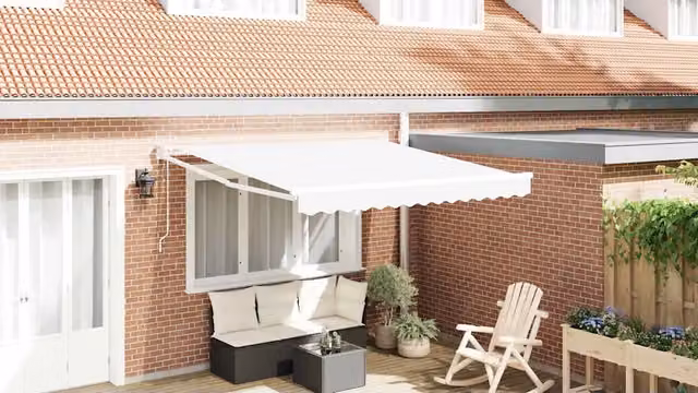 Tenda retrattile-Tenda parasole per balcone Bianco 350 x 250 cm Poliestere e Alluminio 980626