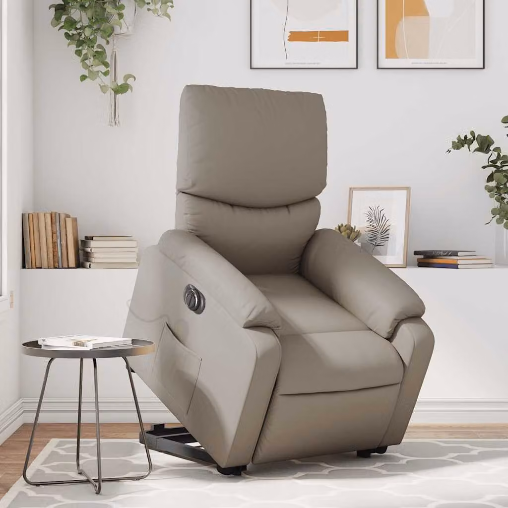 Poltrona Alzapersona con Massaggio Elettrico vidaXL in Similpelle Colore Cappuccino – 1