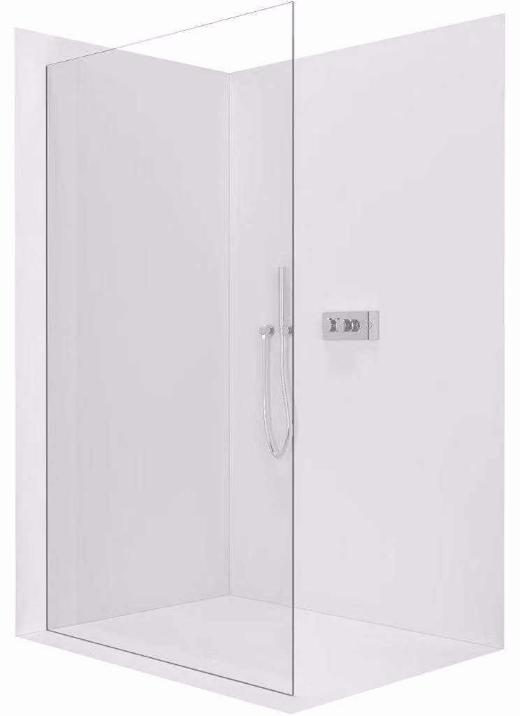CERANO - Box doccia Walk-in Crystal L/P - 8 mm - sistema senza montanti - cromato, vetro trasparente - 140x200 cm