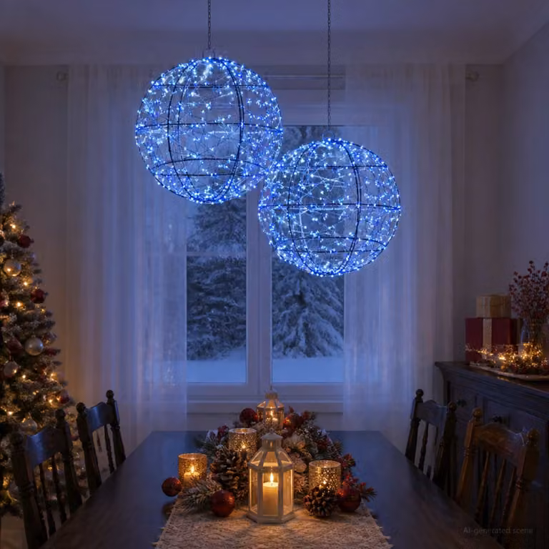 vidaXL Luce a punta di Natale 2 pz 600 LED Blu Diametro 30 x 32 cm