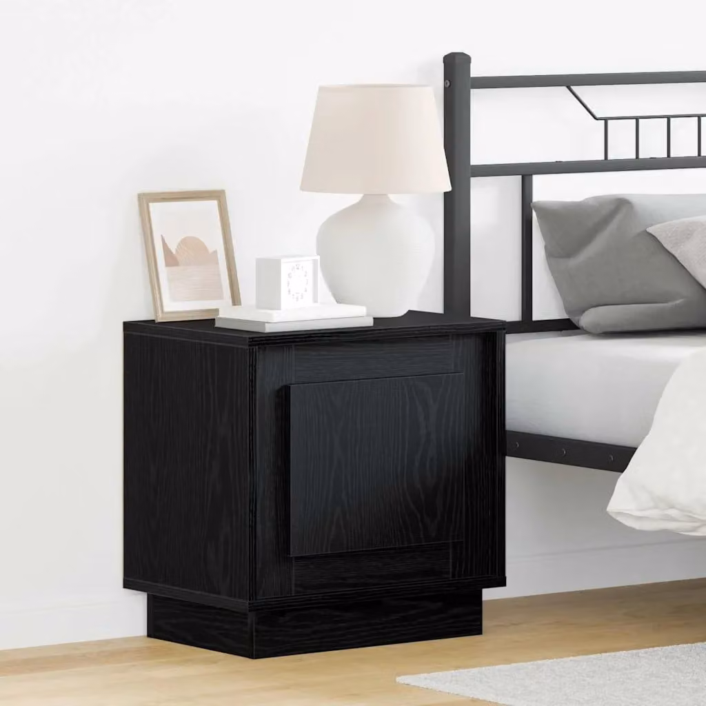 Armadio da notte vidaXL nero in legno ingegnerizzato con illuminazione integrata L/P/H: 44 x 34,5 x 45 cm