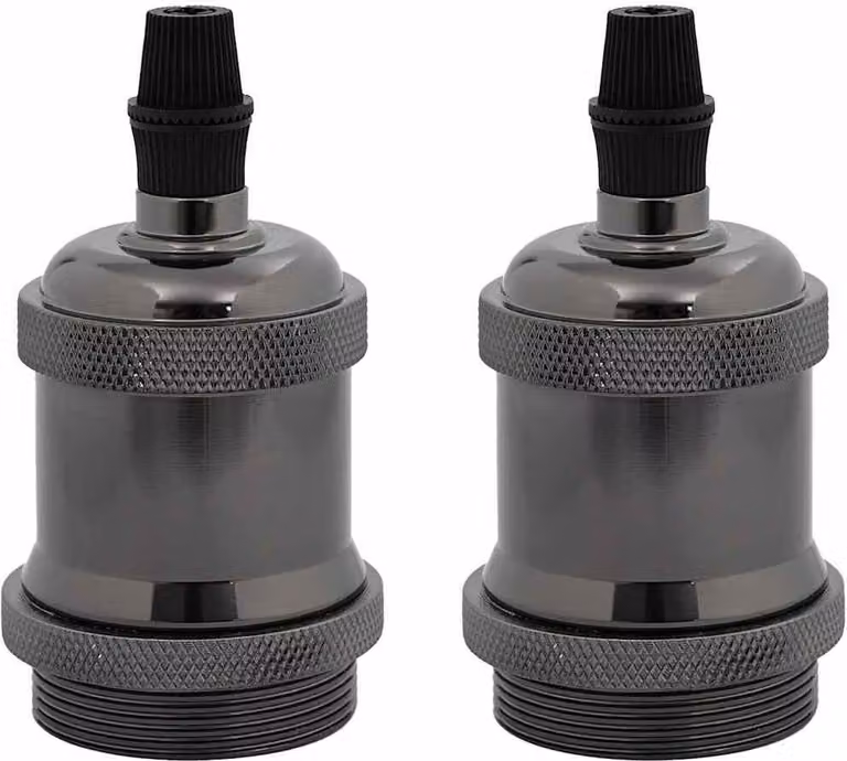 Portalampade 2 pz Nero Lucido E27