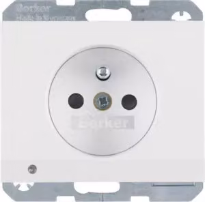 Berker 6765107009 Presa con polo di protezione e luce di orientamento a LED, bianco polare, lucida