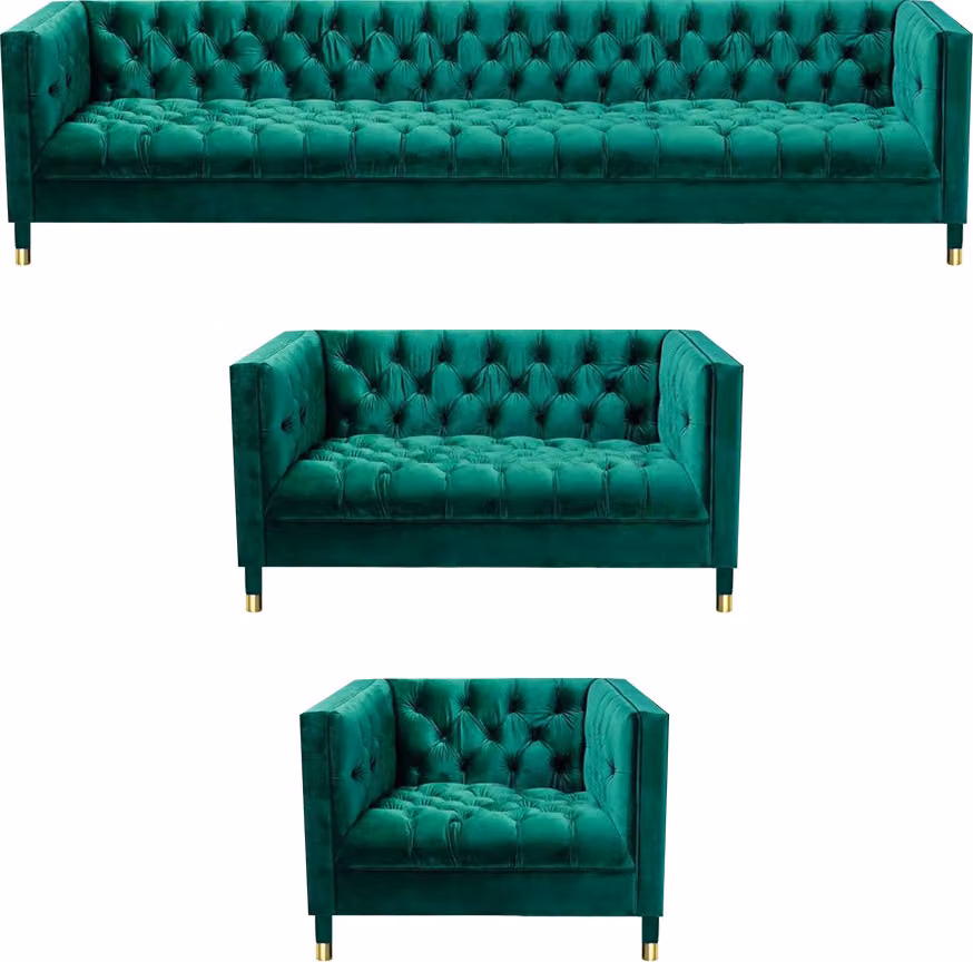 Chesterfield Garnitur Luxus Möbel Wohnzimmer Garnitur 3tlg Polster Stoff