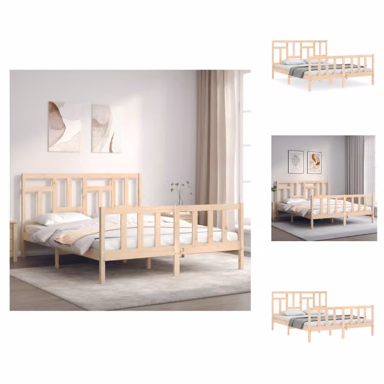 vidaXL Letto in legno massiccio con testiera 160x200 cm - Letti e strutture letto