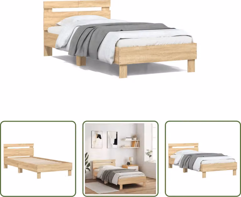 The Living Store Giroletto con testiera in rovere Sonoma 100x200 cm Materiale in legno