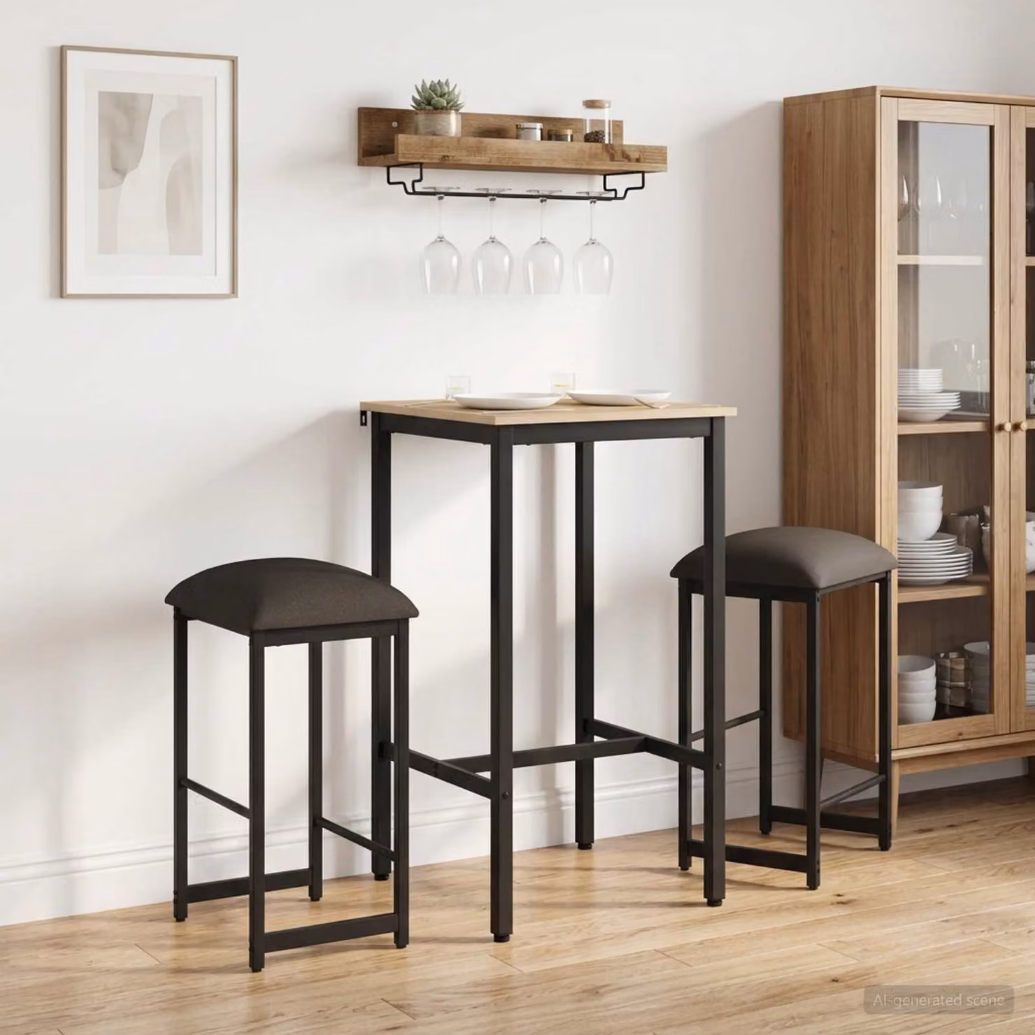 Set di 2 sgabelli da bar moderni vidaXL in tessuto grigio con struttura in metallo e MDF L/P/H: 40 x 32 x 74 cm