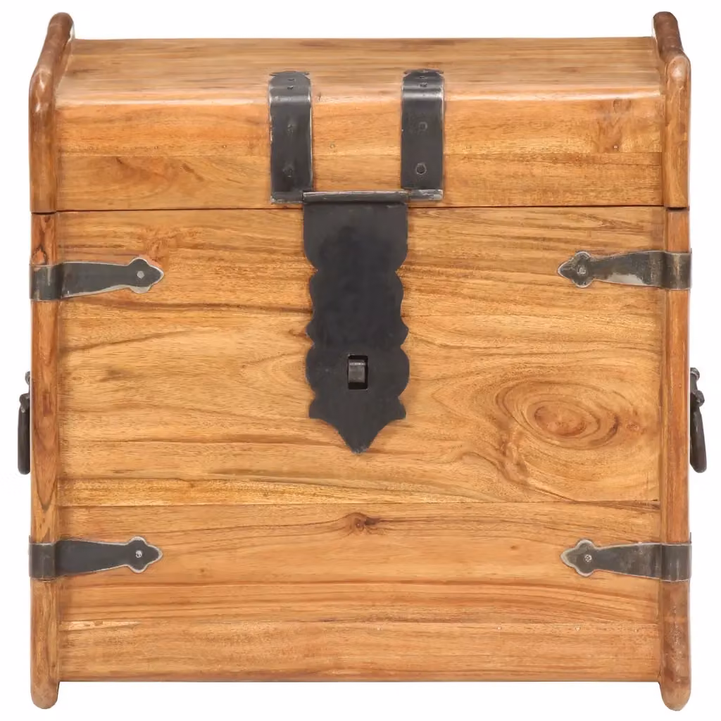 Baule rustico in legno di acacia e metallo marrone vidaXL L/P/H: 40 x 40 x 40 cm – 2