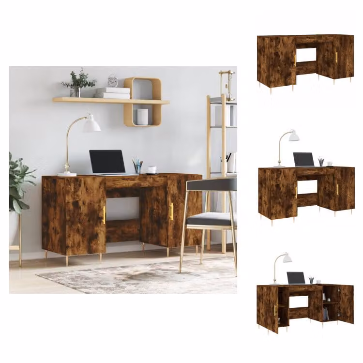 vidaXL Scrivania rovere fumé 140x50x75 cm materiale a base di legno - Scrivanie