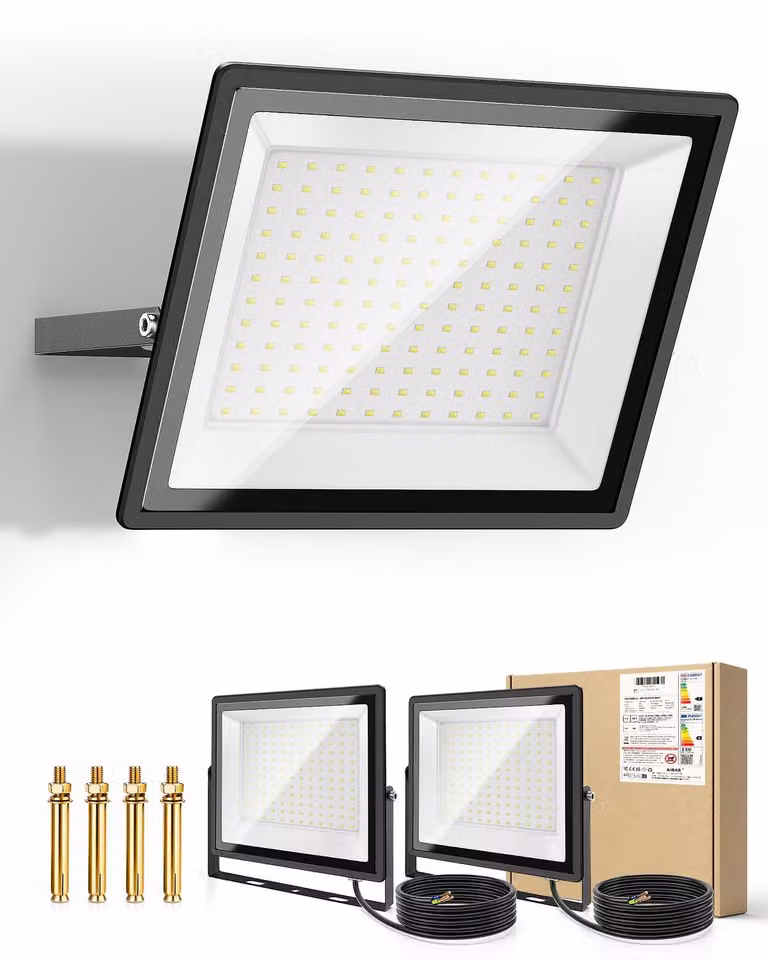 Faretto LED da 150 W, 16500 lm, 6500 K, grado di protezione IP66, confezione da 2 pezzi, faretto per esterni