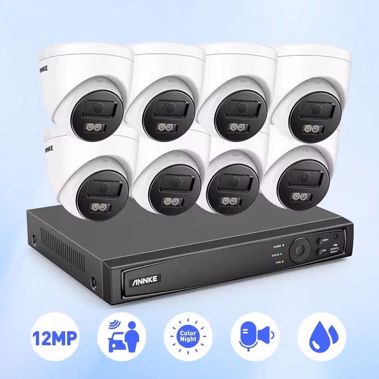 Kit di telecamere di sicurezza intelligenti a doppia luce da 12 megapixel con registratore video in rete (NVR) a 8 canali