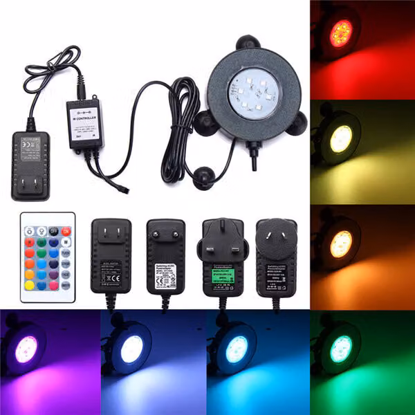 Acquario acquario RGB 6 LED bolla luce subacquea telecomando - AU Plug