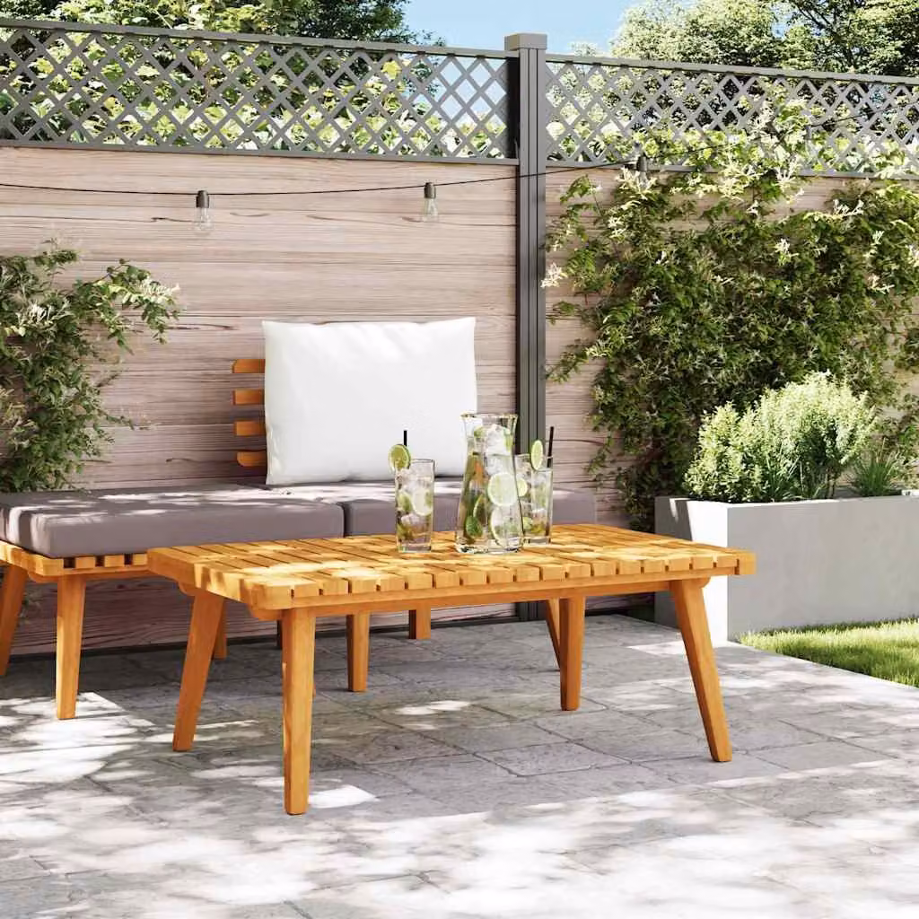 vidaXL Tavolino da Giardino Rettangolare in Legno di Acacia Marrone L: 90 cm, P: 55 cm, H: 35 cm
