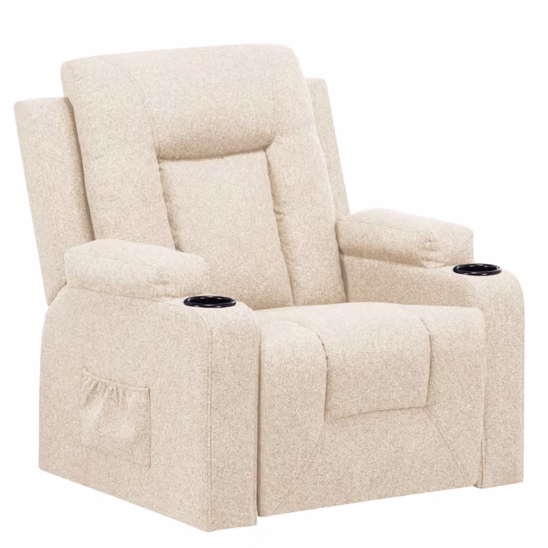 COMHOMA poltrona reclinabile Poltrona TV in tessuto con funzione reclinabile Poltrona TV regolabile, Poltrona reclinabile, tessuto beige