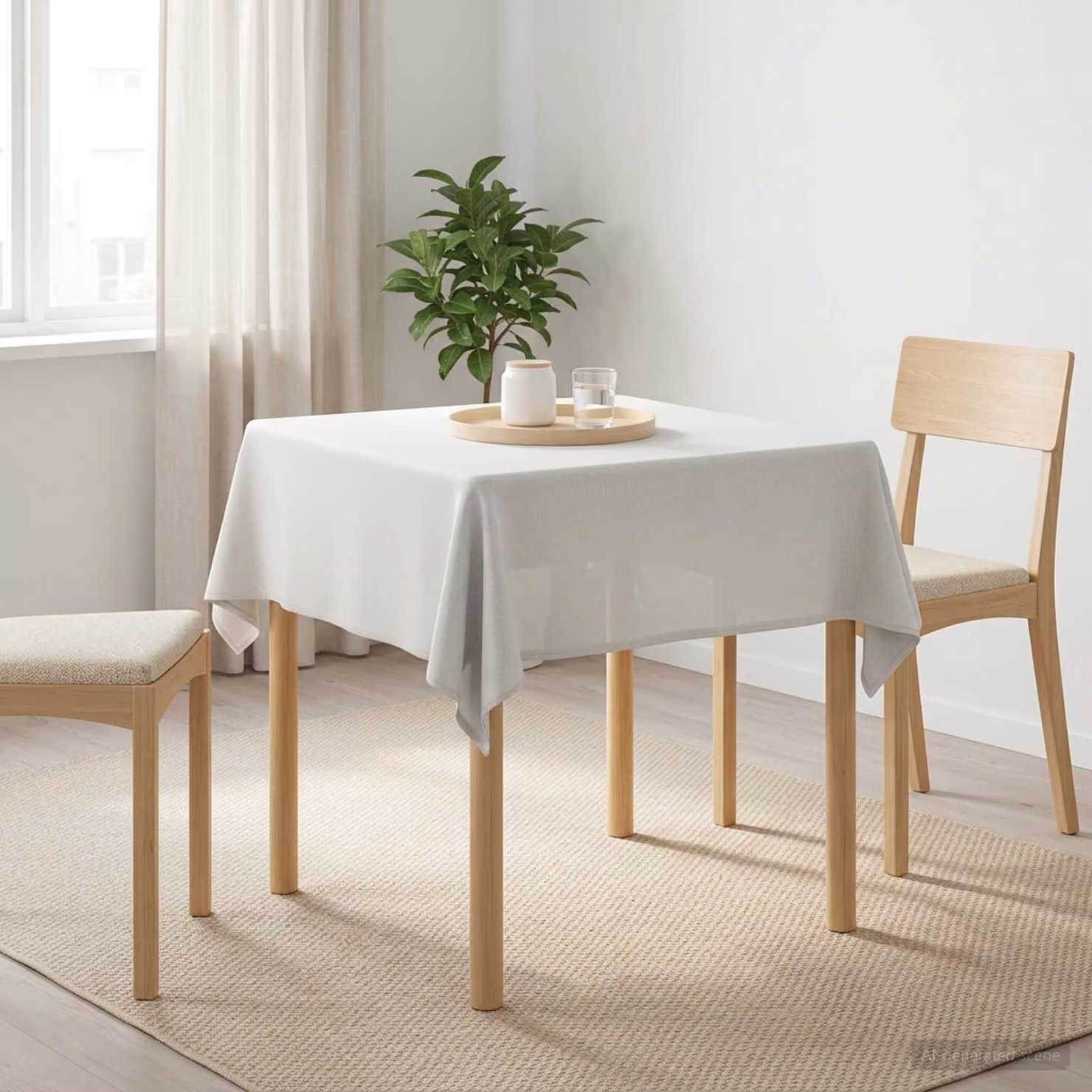 Tovaglia Quadrata vidaXL Bianca in Poliestere Idrorepellente e Lavabile 90 x 90 cm