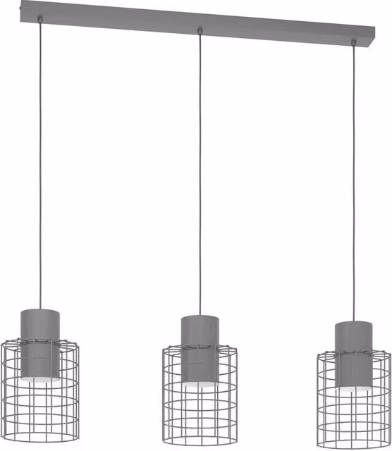 Lampadario moderno Milligan Eglo nero in metallo con 3 lampadine E27