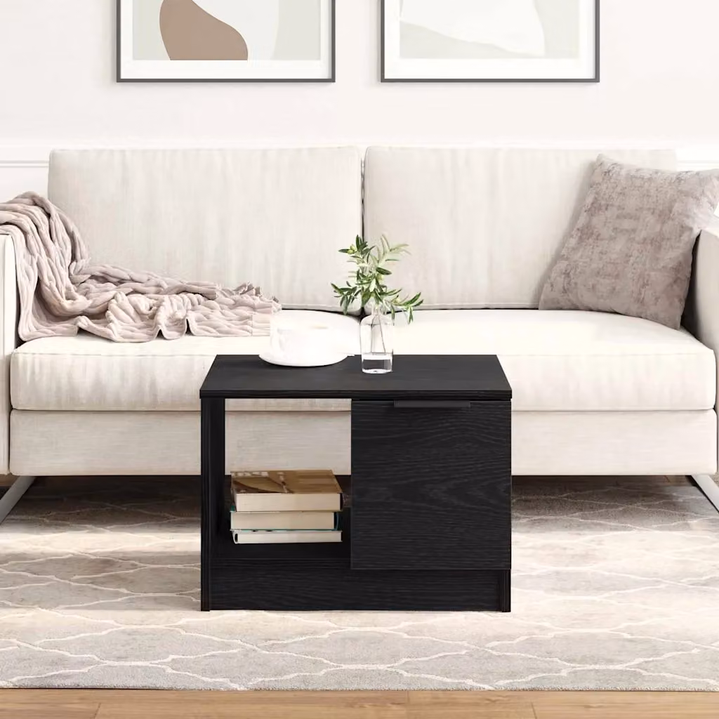 vidaXL Tavolino da salotto quadrato in rovere e nero L/P/H: 50 x 50 x 36 cm