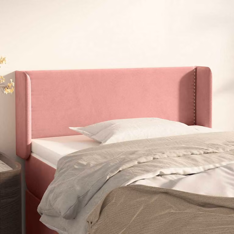 Testiera ad orecchio vidaXL in velluto rosa per camera da letto, L: 103 cm, P: 16 cm, H: 78-88 cm