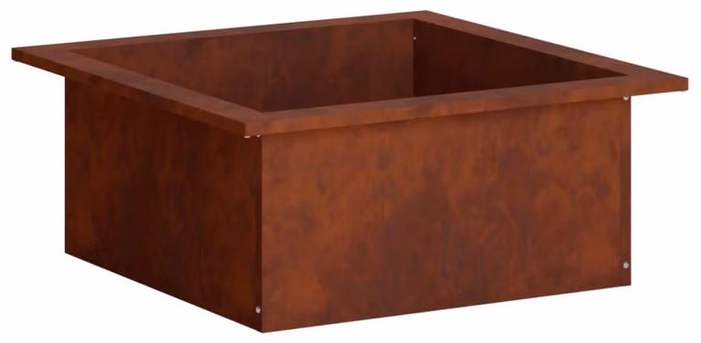 Anello per focolari, aspetto ruggine, 90 x 90 x 25 cm, acciaio resistente agli agenti atmosferici