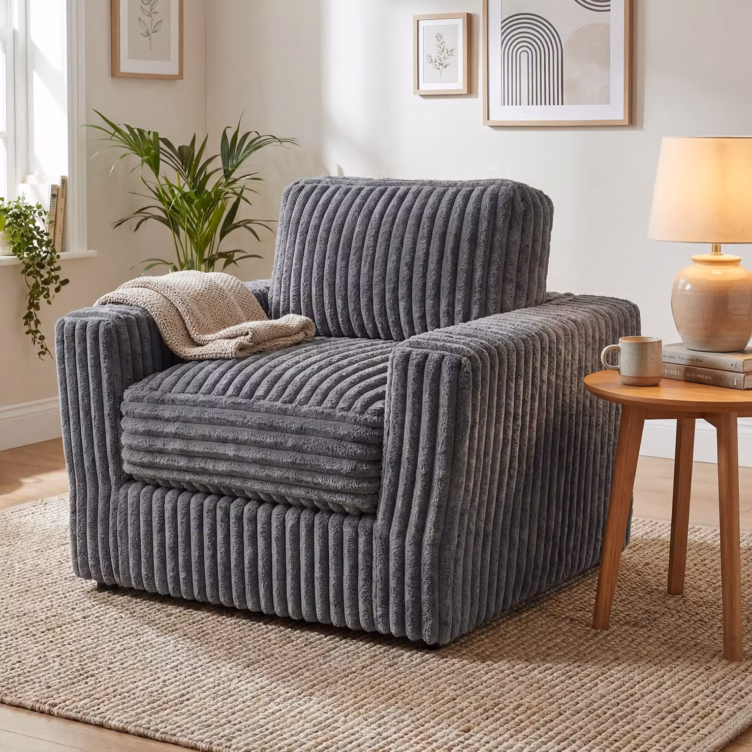 Divano da pavimento Costway in tessuto grigio con schienale e cuscino rimovibili, poltrona da lettura moderna per soggiorno e camera da letto