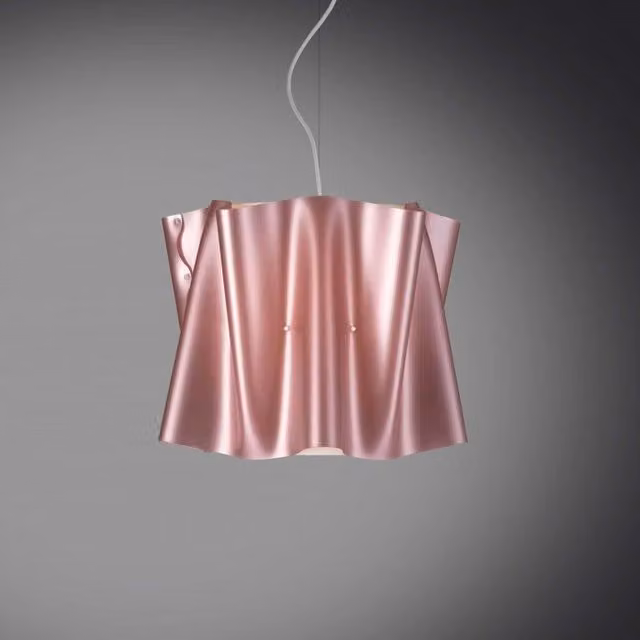Lampadario a sospensione FOLIO MM Company rosa in polilux con paralume cilindrico, Diametro: 40 cm, Altezza: 37 cm