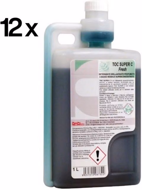 Detergente brillantante per pavimenti Toc Super C Fresh Kemika, confezione da 12 pezzi x 1 l, multicolore