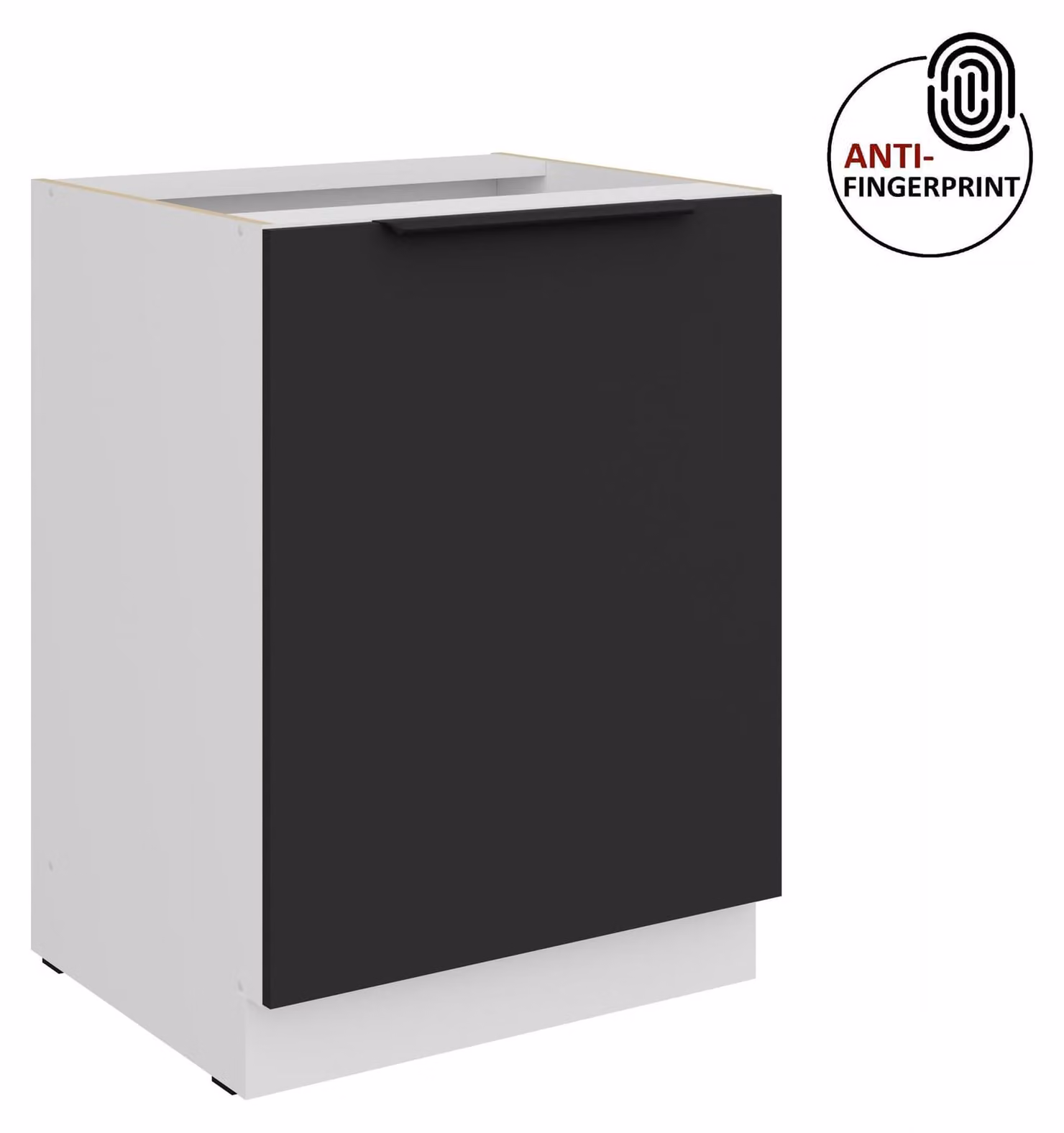 Mobile base da cucina da 60 cm, cucina ARIA nero ultra opaco + bianco opaco, frontali di alta qualità con rivestimento anti-impronta, blocco cucina