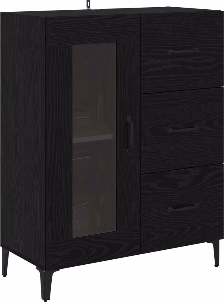 Credenza con cassetto Rovere Nero 69,5 x 34 x 90 cm