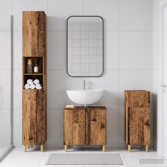 Set di armadietti da bagno in 3 pezzi DELFT Legno antico 3417871