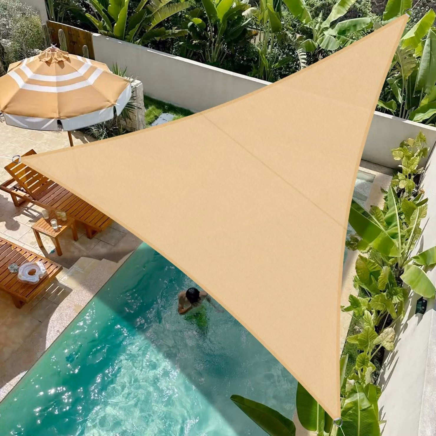 Telo triangolare impermeabile, dimensioni 3,6 x 3,6 x 3,6 metri, per creare ombra
