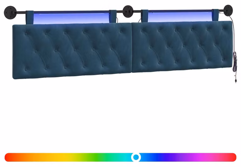 Testiera sospesa Con luce LED Blu Velluto