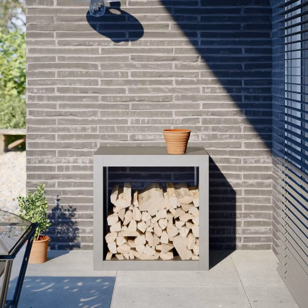 Rastrelliera per legna da ardere vidaXL in acciaio inox, disponibile in argento, marrone o grigio, L/P/H: 60 x 40 x 60 cm
