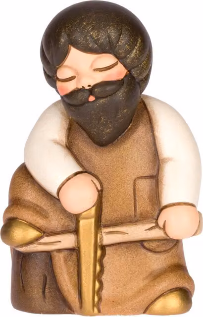 Statuina Falegname Thun in ceramica per Presepe Classico, Bianco e Multicolore