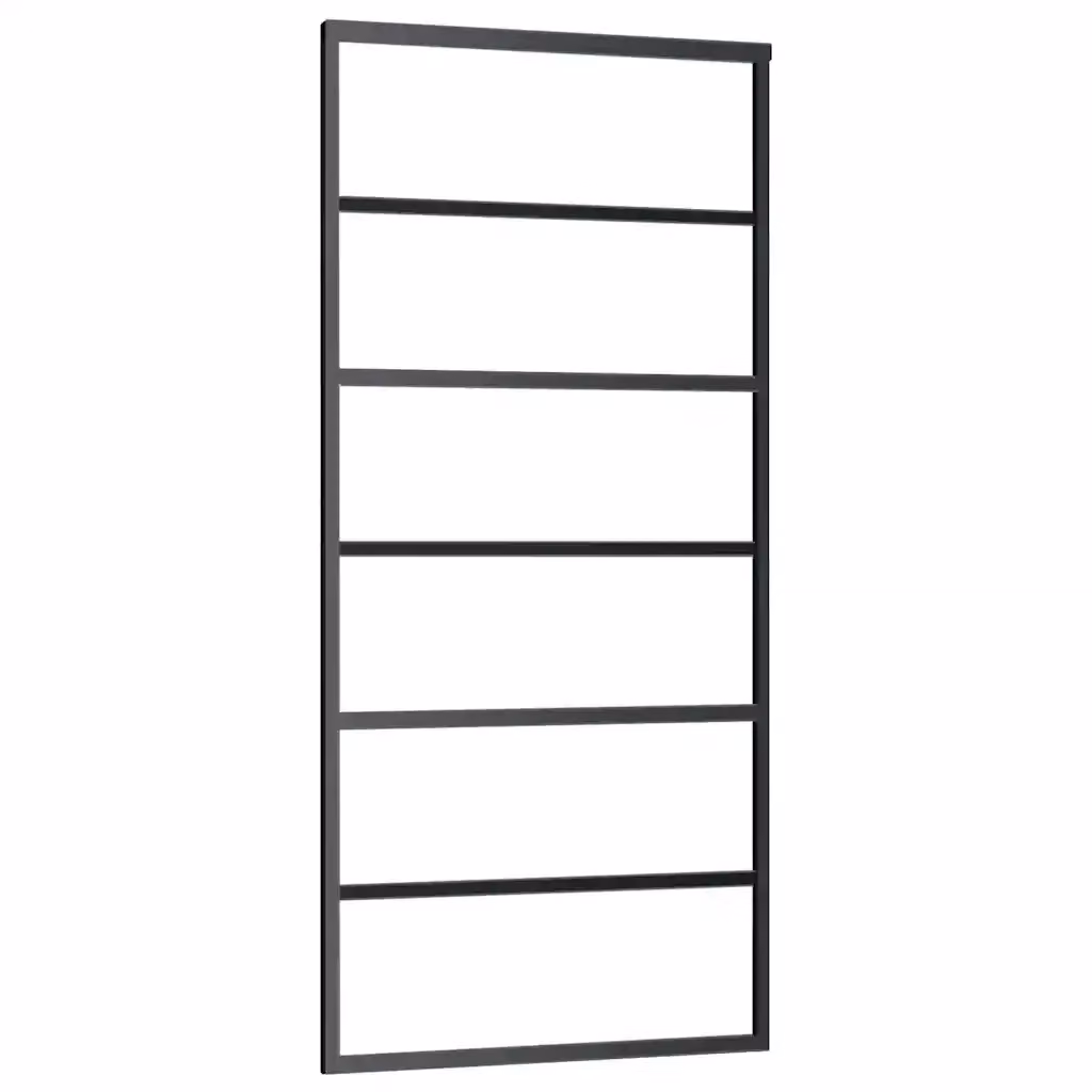 Porta Scorrevole Moderna vidaXL in Vetro Trasparente e Alluminio Nero L: 90 cm, H: 205 cm – 2