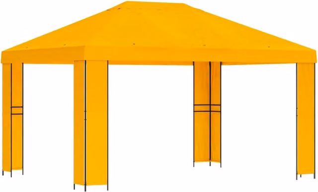 Gazebo | Pergolato 4 ¡Á 3 m Giallo Poliestere e Acciaio 190 gsm