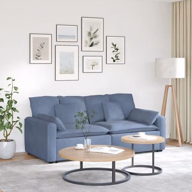 Divano Modulare con Cuscini Blu 3321140