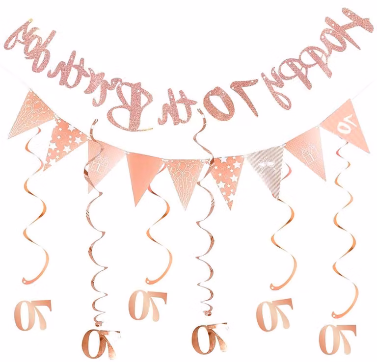 Set di festoni e bandierine per il 70° compleanno - Decorazioni, articoli per feste