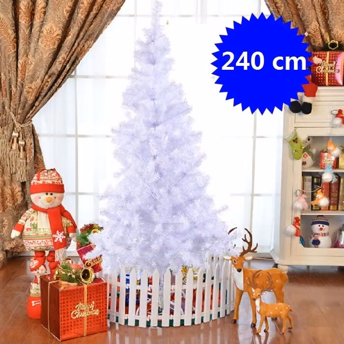 Albero di Natale Artificiale Costway Bianco, Altezza: 240 cm, in PVC con 1138 rami e supporto in metallo