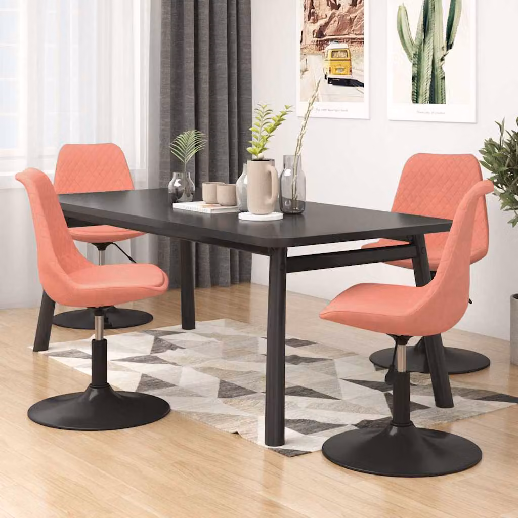 Set di 4 sedie da pranzo girevoli vidaXL in velluto rosa con design moderno