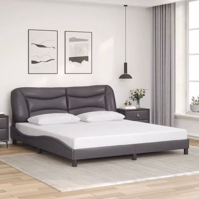 Giroletto senza materasso Hvar vidaXL in similpelle grigio, L/P/H: 180 x 200 x 185 cm