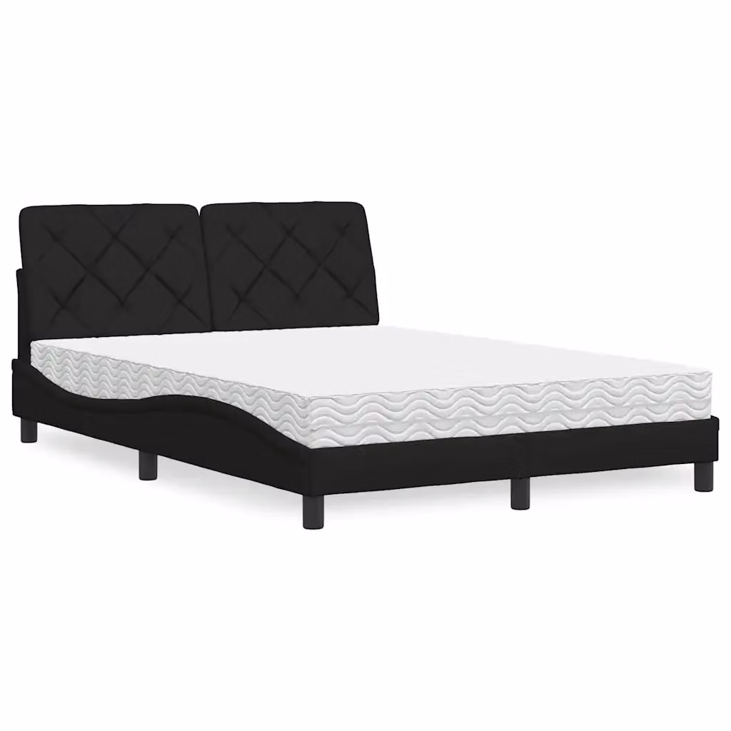 Letto moderno con materasso vidaXL in tessuto nero e bianco L/P/H: 140 x 190 x 145 cm – 2
