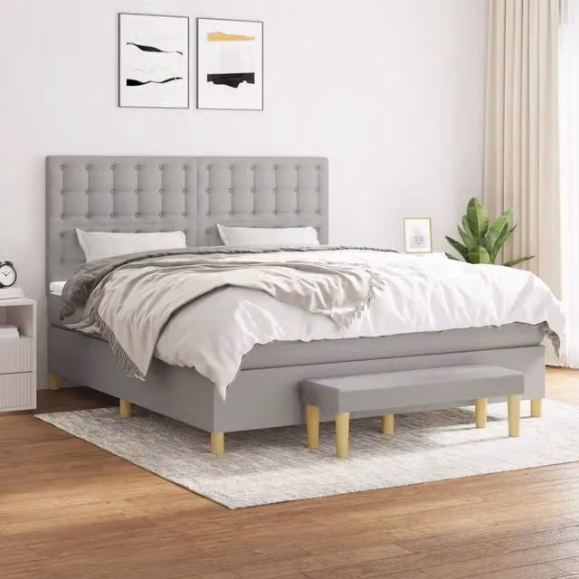Giroletto a Molle con Materasso Grigio Chiaro180x200 cm Tessuto 3137493