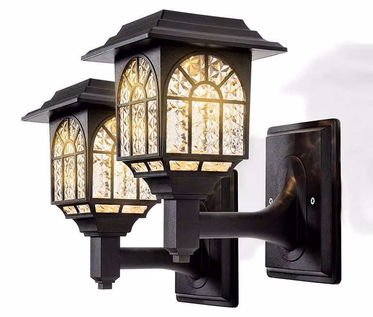 Lampade solari da esterno, confezione da 2, luce bianco caldo, impermeabili, senza fili, in plastica