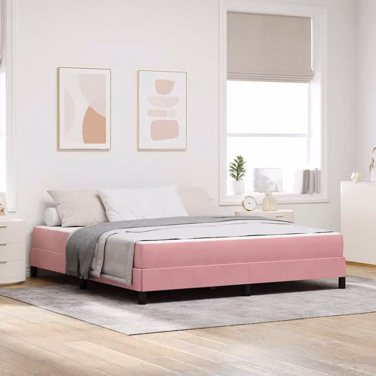 Maison Exclusive - Letto boxspring con materasso Rosa 180 x 200 cm Tessuto